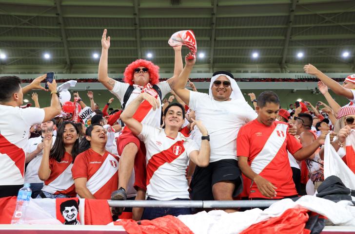 Soccer Football - FIFA World Cup Qualifier - Australia v Peru - Al Rayyan Stadium, Al Rayyan, Qatar - June 13, 2022 Peru fans are seen in the stands before the match REUTERS/Mohammed Dabbous